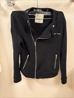 Sound & Matter Black Asymmetrical Zip Bomber Jacket